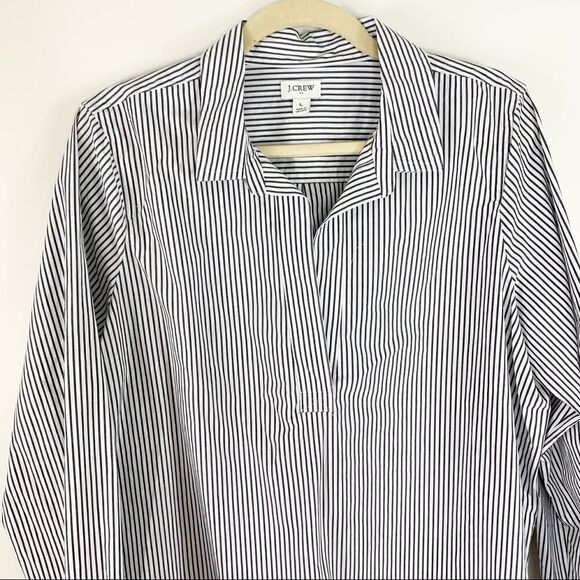 JCREW Long Sleeve Black/White Striped Cotton Pop-Over Tunic EUC - Picture 7 of 15